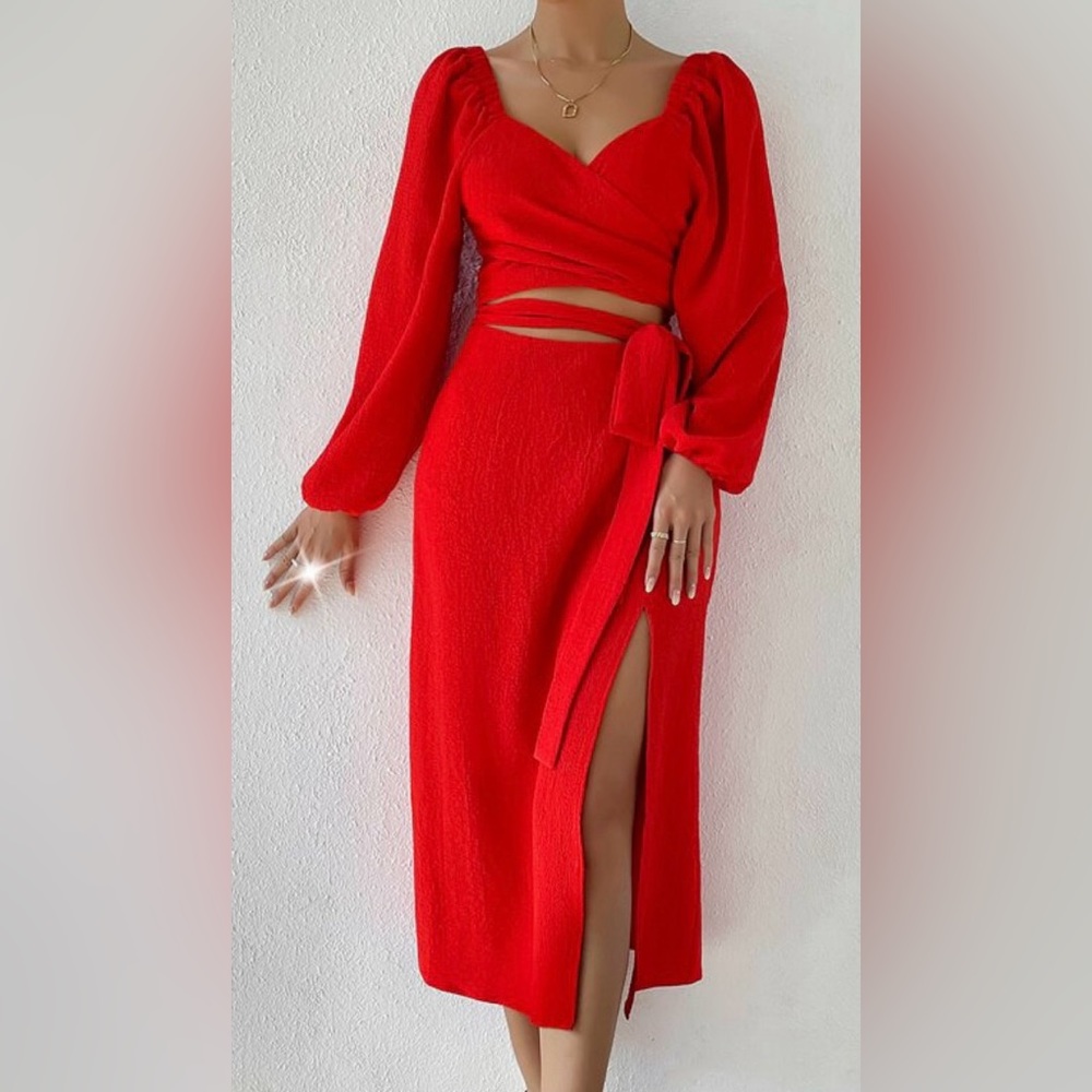 Lantern sleeve cut out Dresss